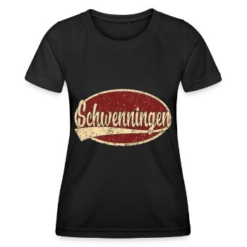 Schwenningen retro design - Frauen Funktions-T-Shirt - Schwarz - Vorne - AI Model Female 172 light (172cm)