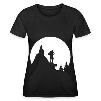 Mond - Wandern - (7) - Frauen Funktions-T-Shirt - Schwarz - Vorne - AI Model Female 172 light (172cm)