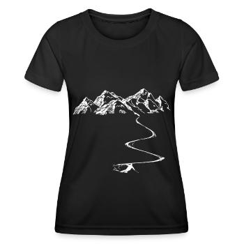 Montagne - Ligne sinueuse - Ski - (14) - T-shirt sport Femme - noir - Devant - AI Model Female 172 light (172cm)