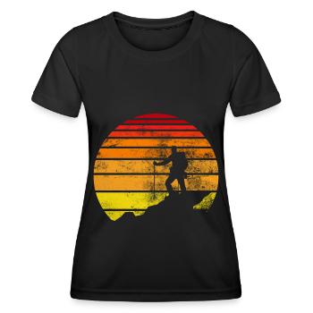 Retro - Wandern - (2) - Frauen Funktions-T-Shirt - Schwarz - Vorne - AI Model Female 172 light (172cm)