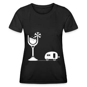 Wine - Camping Caravan - - Women's Functional T-Shirt - black - Front - AI Model Female 172 light (172cm)
