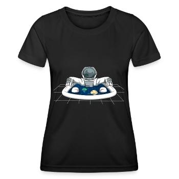 Astronaut Badewanne Planeten Vollbad - Frauen Funktions-T-Shirt - Schwarz - Vorne - AI Model Female 172 light (172cm)