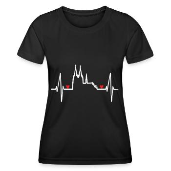 Cologne Heartbeat Rouge Blanc Cologne Cathédrale Kölsch Cologne - T-shirt sport Femme - noir - Devant - AI Model Female 172 light (172cm)