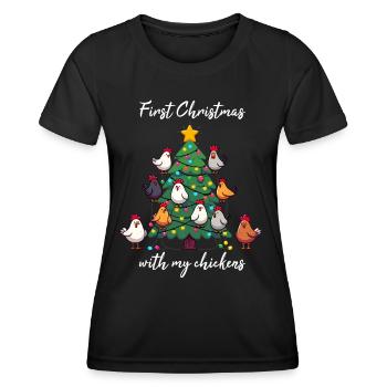 Noël avec des poules poulailler propriétaire de poulailler - T-shirt sport Femme - noir - Devant - AI Model Female 172 light (172cm)