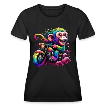 Rainbow monkey at the rainbow wheel - Women's Functional T-Shirt - black - Front - AI Model Female 172 light (172cm)