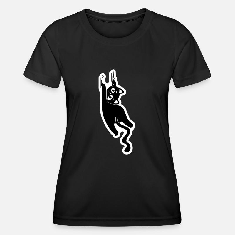 Scratching Cat - Women's Functional T-Shirt - black