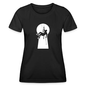 Climbing Abseiling Mountaineers Key Point - Women's Functional T-Shirt - black - Front - AI Model Female 172 light (172cm)