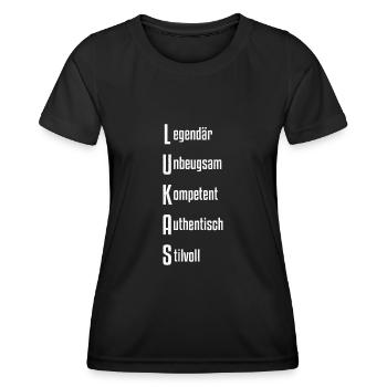 Lukas mit Adjiektive beschrieben - Frauen Funktions-T-Shirt - Schwarz - Vorne - AI Model Female 172 light (172cm)