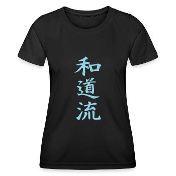 Wado-ryu Kanji Design en bleu - T-shirt sport Femme - noir - Devant - AI Model Female 172 light (172cm)