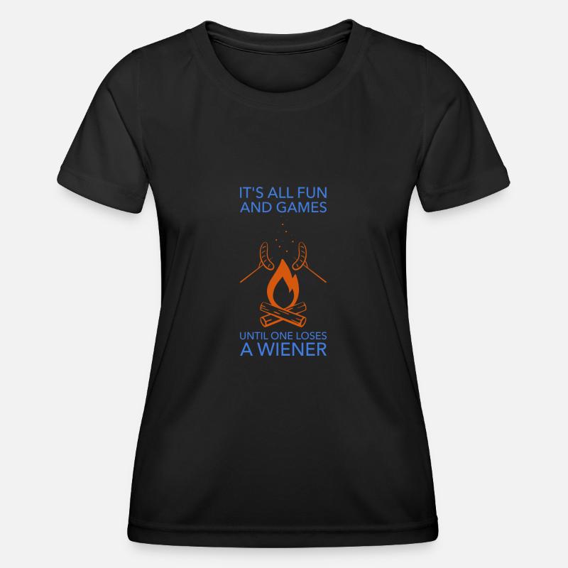 Camping Campfire Viennese Caravan Gift - Women's Functional T-Shirt - black