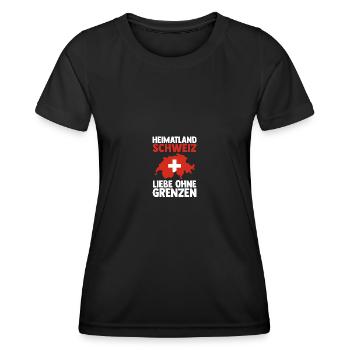 Schweizer Schweiz - Frauen Funktions-T-Shirt - Schwarz - Vorne - AI Model Female 172 light (172cm)