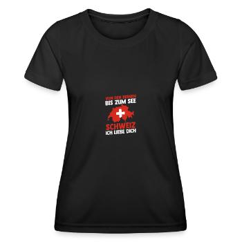 Schweizer Schweiz - Frauen Funktions-T-Shirt - Schwarz - Vorne - AI Model Female 172 light (172cm)