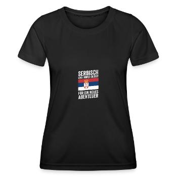 Serbe Serbe Serbie - T-shirt sport Femme - noir - Devant - AI Model Female 172 light (172cm)