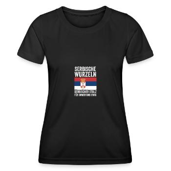 Serbe Serbe Serbie - T-shirt sport Femme - noir - Devant - AI Model Female 172 light (172cm)