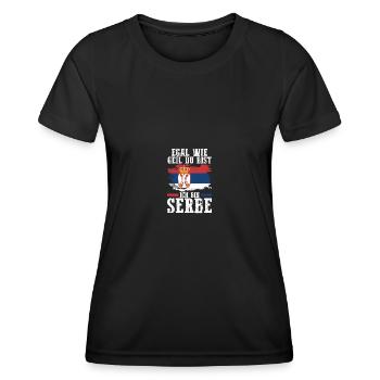Serbe Serbe Serbie - T-shirt sport Femme - noir - Devant - AI Model Female 172 light (172cm)