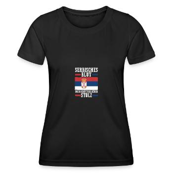 Serbe Serbe Serbie - T-shirt sport Femme - noir - Devant - AI Model Female 172 light (172cm)