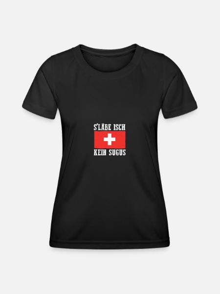 Schweizer Schweiz - Frauen Funktions-T-Shirt - Schwarz