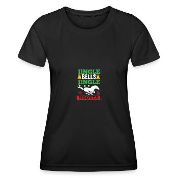 Père Noël Noël équitation cavalier chevaux - T-shirt sport Femme - noir - Devant - AI Model Female 172 light (172cm)