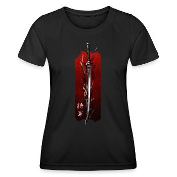 Shoguns Klinge: Die Eleganz des Katanas - Frauen Funktions-T-Shirt - Schwarz - Vorne - AI Model Female 172 light (172cm)