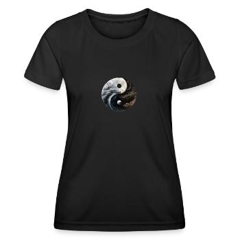 Ying Yang Motiv - Frauen Funktions-T-Shirt - Schwarz - Vorne - AI Model Female 172 light (172cm)