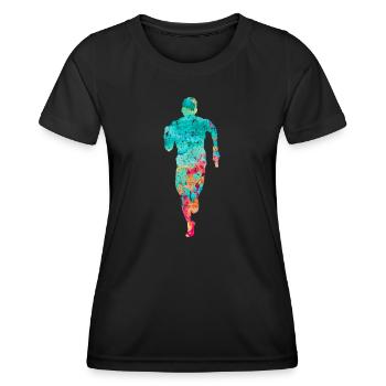 Jogging und Laufen - Frauen Funktions-T-Shirt - Schwarz - Vorne - AI Model Female 172 light (172cm)