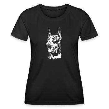 Dobermann Hundeportrait Hunde Hundesport Wilsigns - Frauen Funktions-T-Shirt - Schwarz - Vorne - AI Model Female 172 light (172cm)