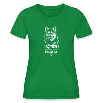 Pomsky Papa Chien Chien Wilsigns - T-shirt sport Femme - vert - Devant - AI Model Female 172 dark (172cm)