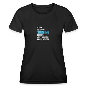 Sport Une journée sans surf - T-shirt sport Femme - noir - Devant - AI Model Female 172 light (172cm)