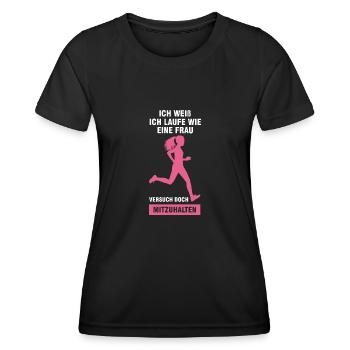 Läuferin Sport Joggerin Geschenk - Frauen Funktions-T-Shirt - Schwarz - Vorne - AI Model Female 172 light (172cm)