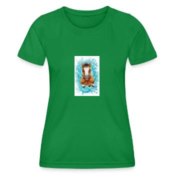 Petit cheval flottant - T-shirt sport Femme - vert - Devant - AI Model Female 172 dark (172cm)