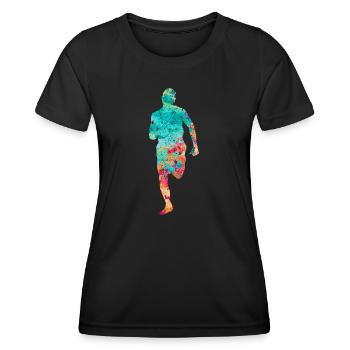 Jogging und Laufen - Frauen Funktions-T-Shirt - Schwarz - Vorne - AI Model Female 172 light (172cm)