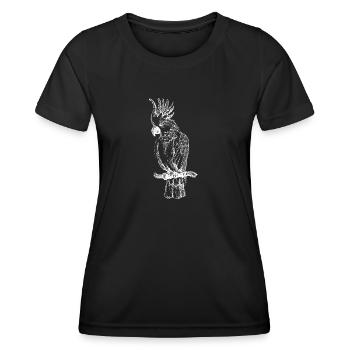 Cacatoès oiseau tropical dessiné à la main - T-shirt sport Femme - noir - Devant - AI Model Female 172 light (172cm)