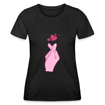 Finger Heart Korean Pop Music Symbole de la main - T-shirt sport Femme - noir - Devant - AI Model Female 172 light (172cm)