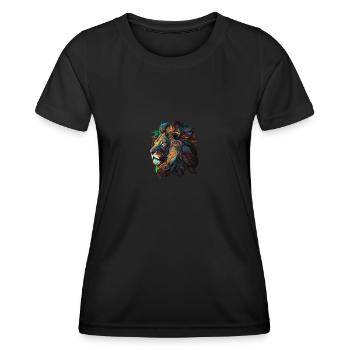 MAJESTÄTISCHER LÖWENKOPF - Frauen Funktions-T-Shirt - Schwarz - Vorne - AI Model Female 172 light (172cm)