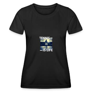 Tennis Player Tennis Racket Tennis Court Outfit - Women's Functional T-Shirt - black - Front - AI Model Female 172 light (172cm)