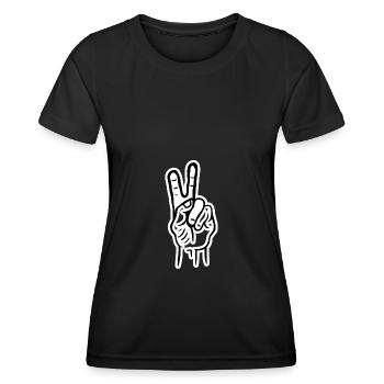 Peace Zeichen Frieden Hipster cool vintage - Frauen Funktions-T-Shirt - Schwarz - Vorne - AI Model Female 172 light (172cm)