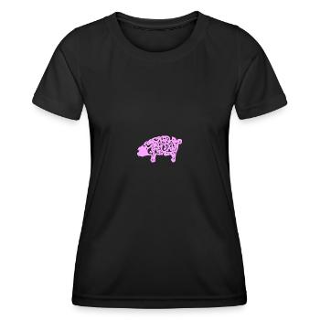 Schwein Muster Schnörkel - Frauen Funktions-T-Shirt - Schwarz - Vorne - AI Model Female 172 light (172cm)