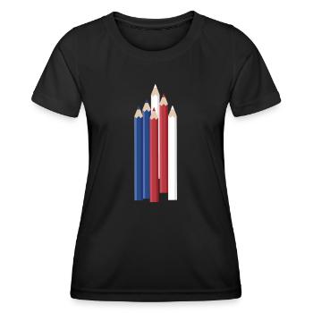 Drawer Us Flag Drawing - Frauen Funktions-T-Shirt - Schwarz - Vorne - AI Model Female 172 light (172cm)