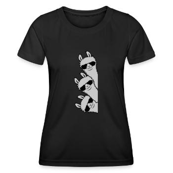 Cool Llamas Team Friends Crew look from the side - Women's Functional T-Shirt - black - Front - AI Model Female 172 light (172cm)