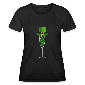 Verre à Cloverleaf - T-shirt sport Femme - noir - Devant - AI Model Female 172 light (172cm)