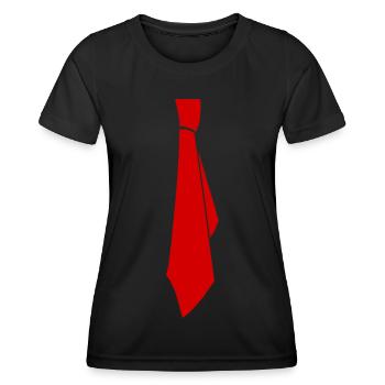 Cravate rouge Tuxedo Spiritosa Drôle Drôle - T-shirt sport Femme - noir - Devant - AI Model Female 172 light (172cm)