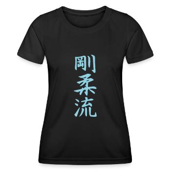Goju-ryu Kanji Design in blau - Frauen Funktions-T-Shirt - Schwarz - Vorne - AI Model Female 172 light (172cm)