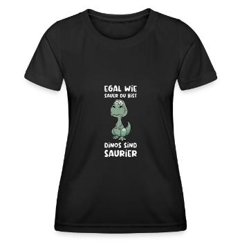 Dino Dinosaurier Trex Urzeit Geschenk - Frauen Funktions-T-Shirt - Schwarz - Vorne - AI Model Female 172 light (172cm)