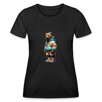 Bär mit Wintermütze - Frauen Funktions-T-Shirt - Schwarz - Vorne - AI Model Female 172 light (172cm)