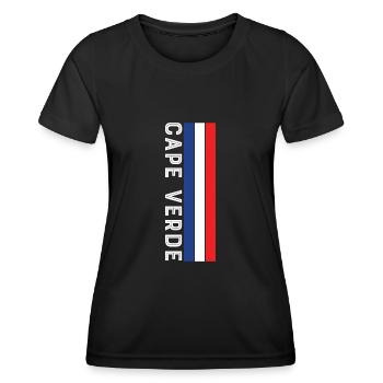 kap verde Landesfarbe in Streifen - Frauen Funktions-T-Shirt - Schwarz - Vorne - AI Model Female 172 light (172cm)