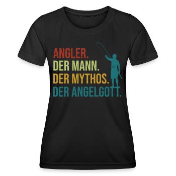 Angler Der Mann Der Mythos Der Anglergott Fischer - Frauen Funktions-T-Shirt - Schwarz - Vorne - AI Model Female 172 light (172cm)