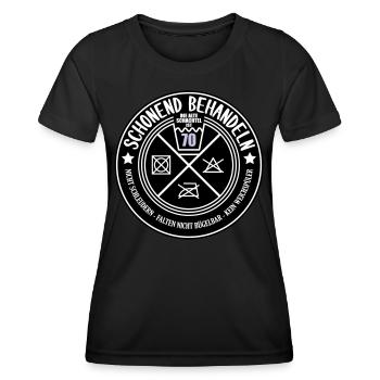 Schonend behandeln Schachtel 70 | Farben änderbar - Frauen Funktions-T-Shirt - Schwarz - Vorne - AI Model Female 172 light (172cm)