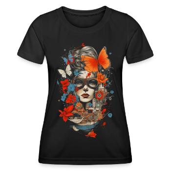 one of a kind, flowers and women - Women's Functional T-Shirt - black - Front - AI Model Female 172 light (172cm)