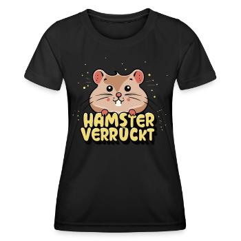 Hamster Verrückt Hamster Goldhamster Hamsterfan - Frauen Funktions-T-Shirt - Schwarz - Vorne - AI Model Female 172 light (172cm)