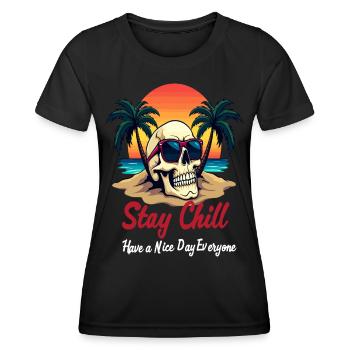 Restez Chill, Crâne Avec Lunettes De Soleil Beach Design - T-shirt sport Femme - noir - Devant - AI Model Female 172 light (172cm)